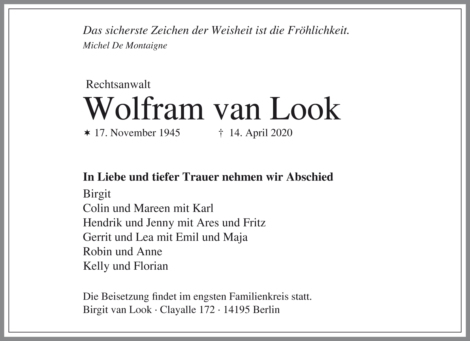 Rechtsanwalt Wolfram van Look
